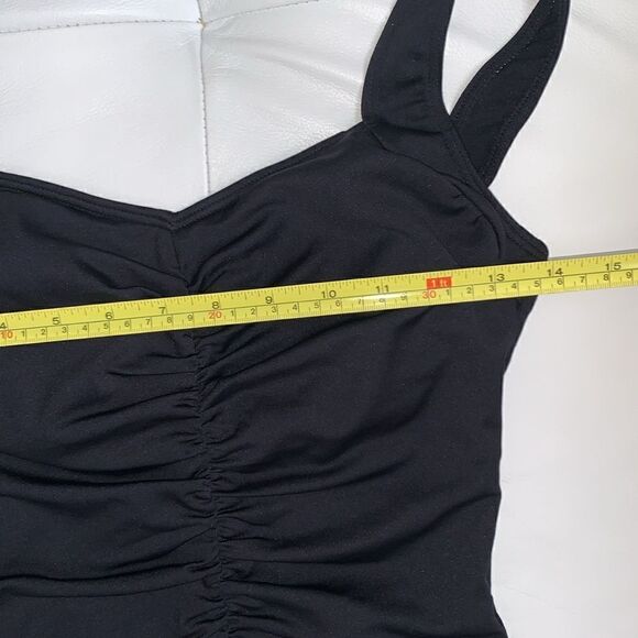 Calypoo Cove Black Center Sorunched Ruffle One Piece Swimsuit Size 10 - Picture 2 of 9
